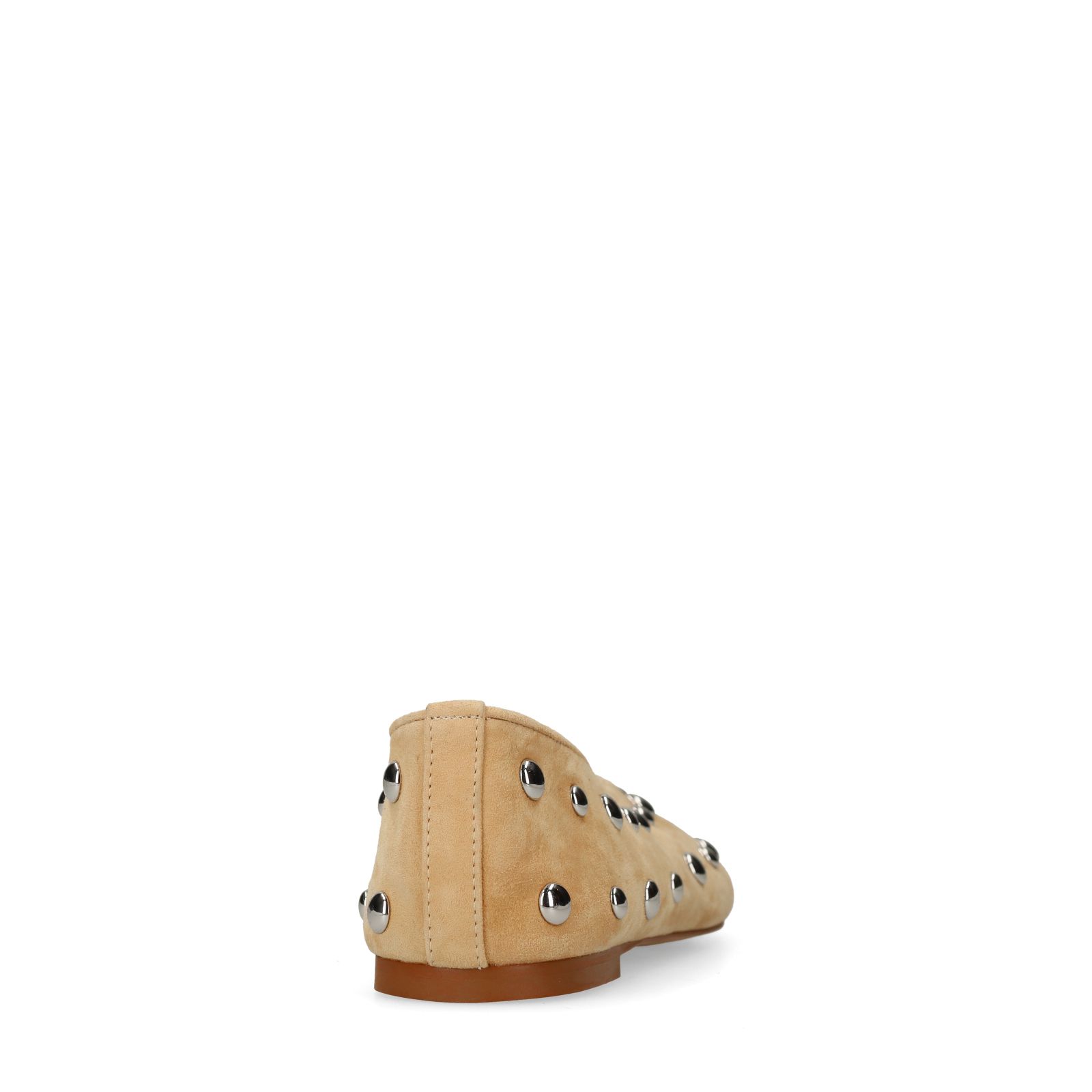 Beige suède ballerina's met zilveren studs