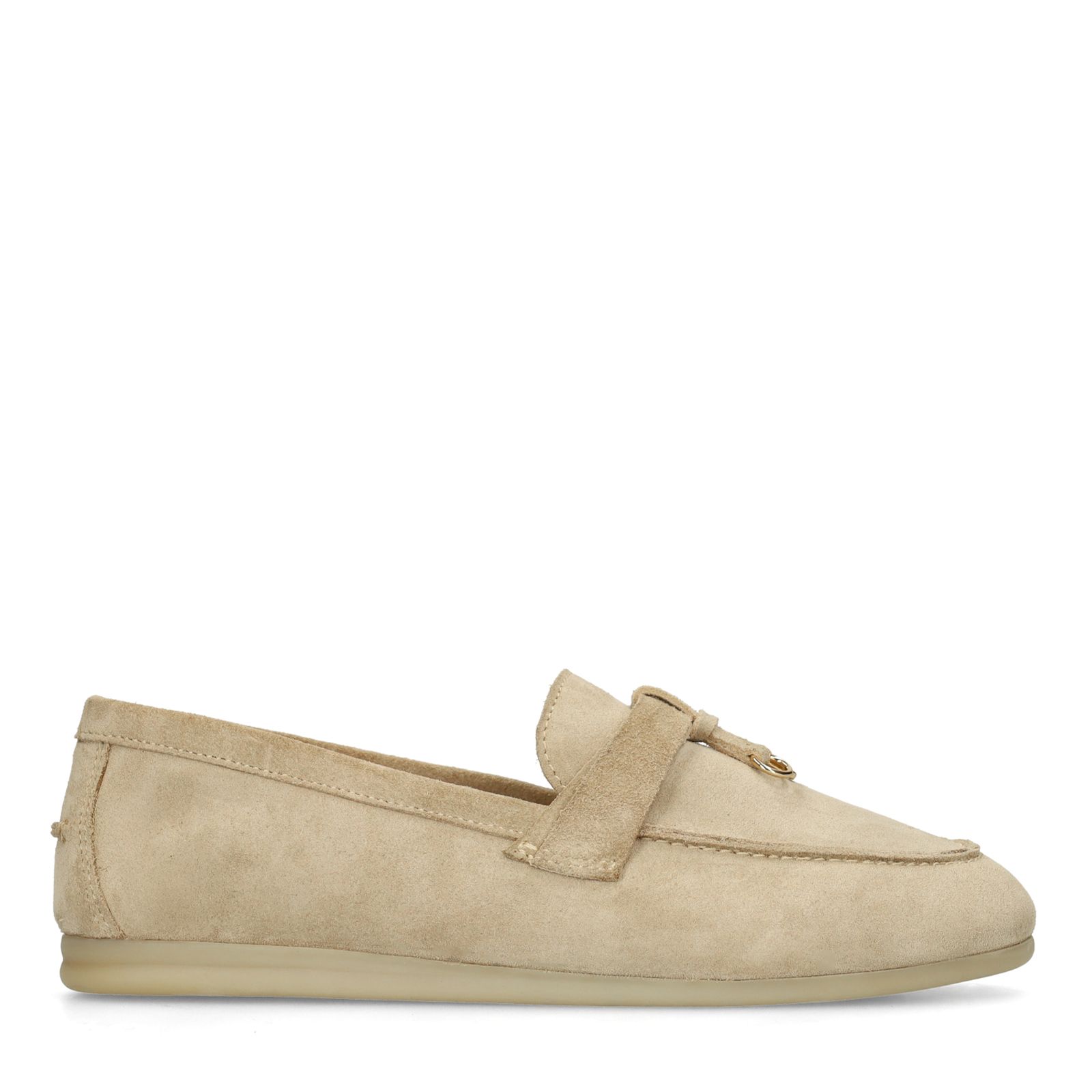 Beigefarbene Veloursleder-Loafer