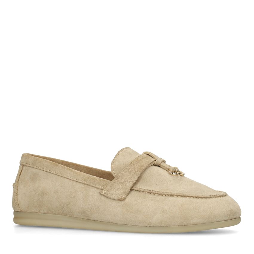 Beigefarbene Veloursleder-Loafer