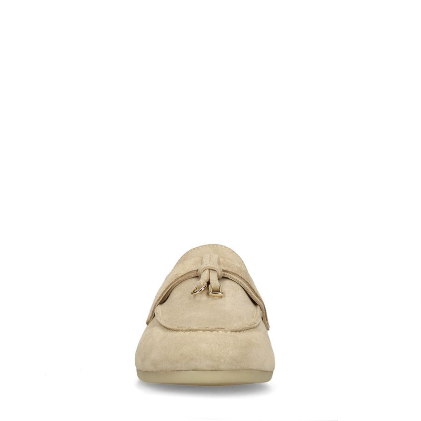 Beigefarbene Veloursleder-Loafer