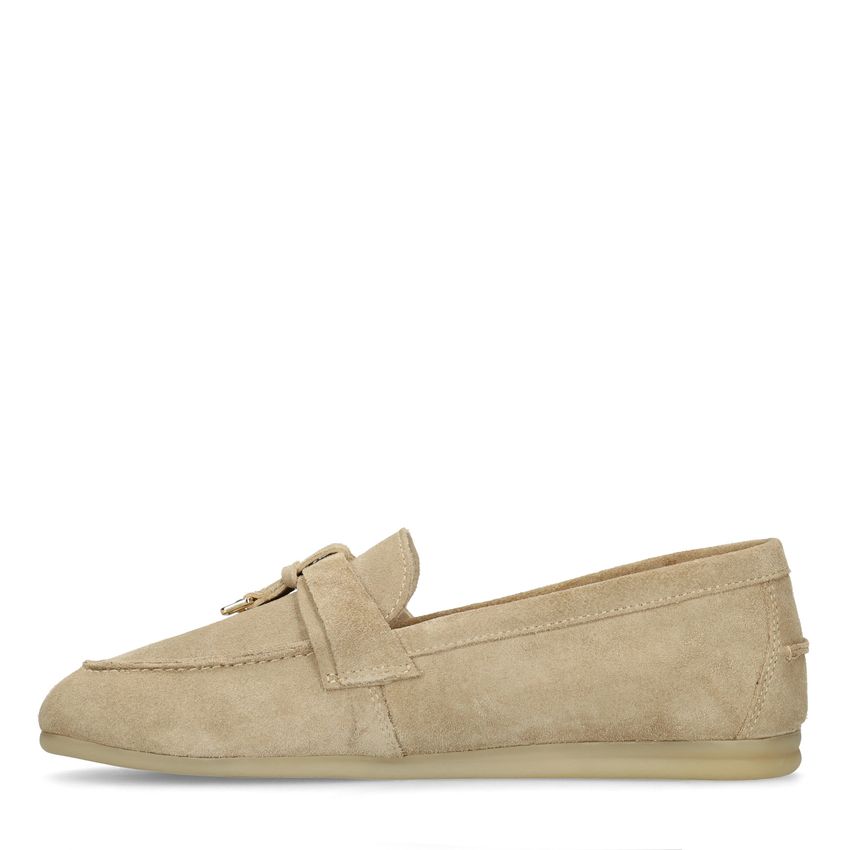 Beigefarbene Veloursleder-Loafer