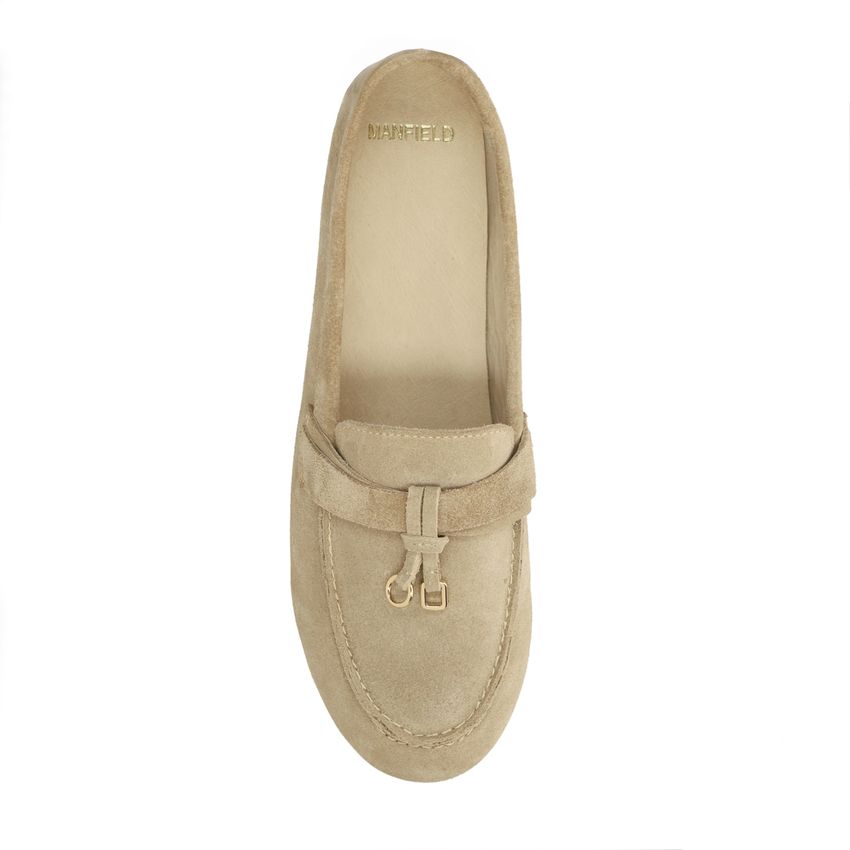 Beigefarbene Veloursleder-Loafer