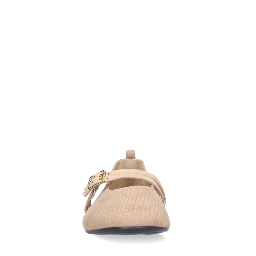 Beigefarbene Veloursleder-Ballerinas