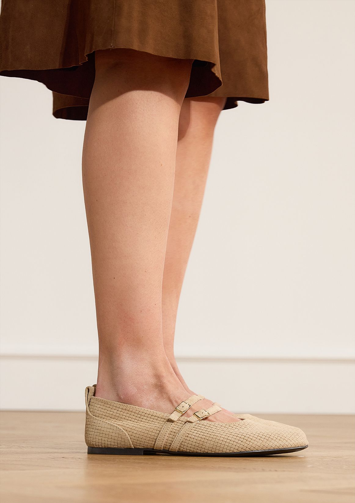 Beige suède ballerina's