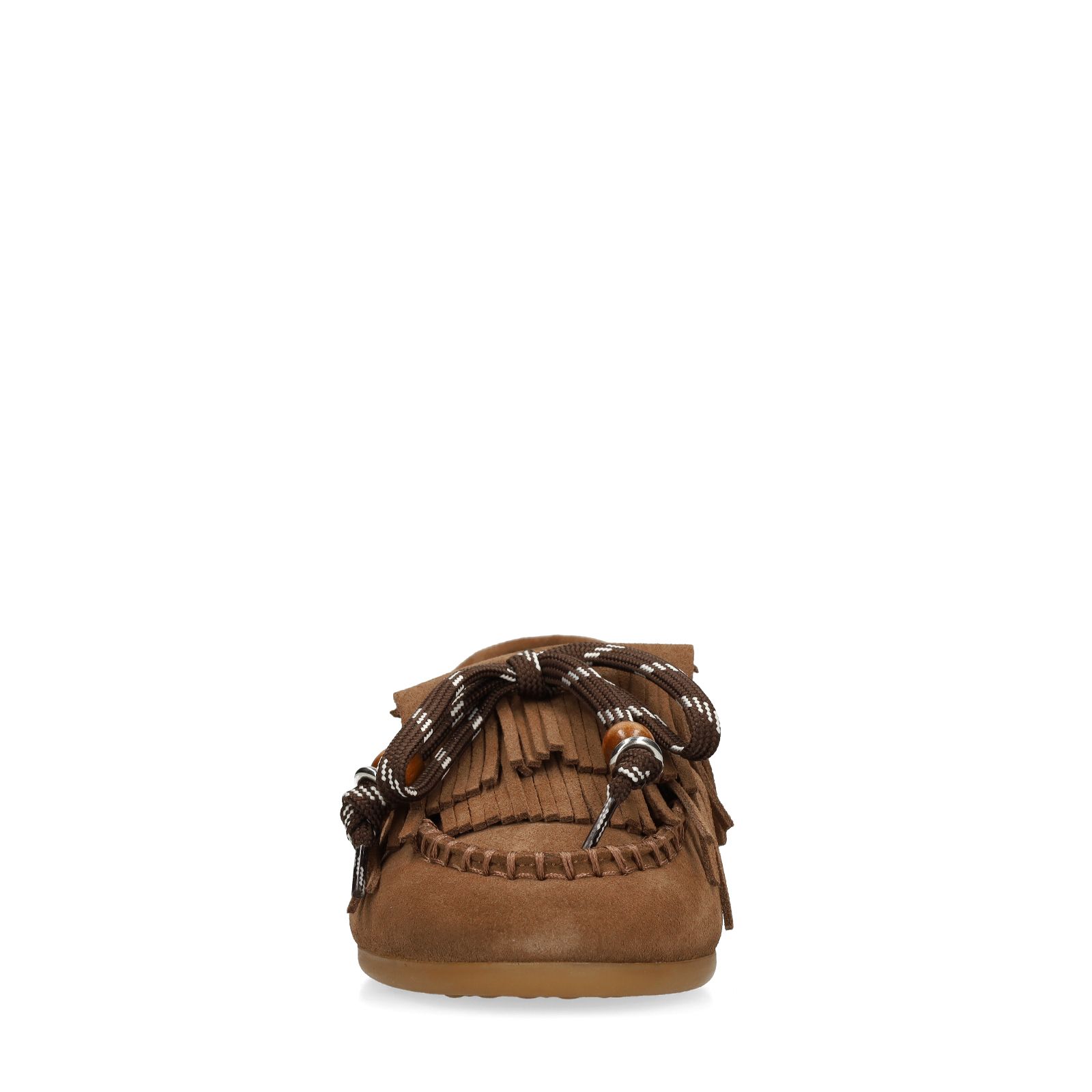 Cognacfarbene Veloursleder-Loafer mit Schnürsenkel