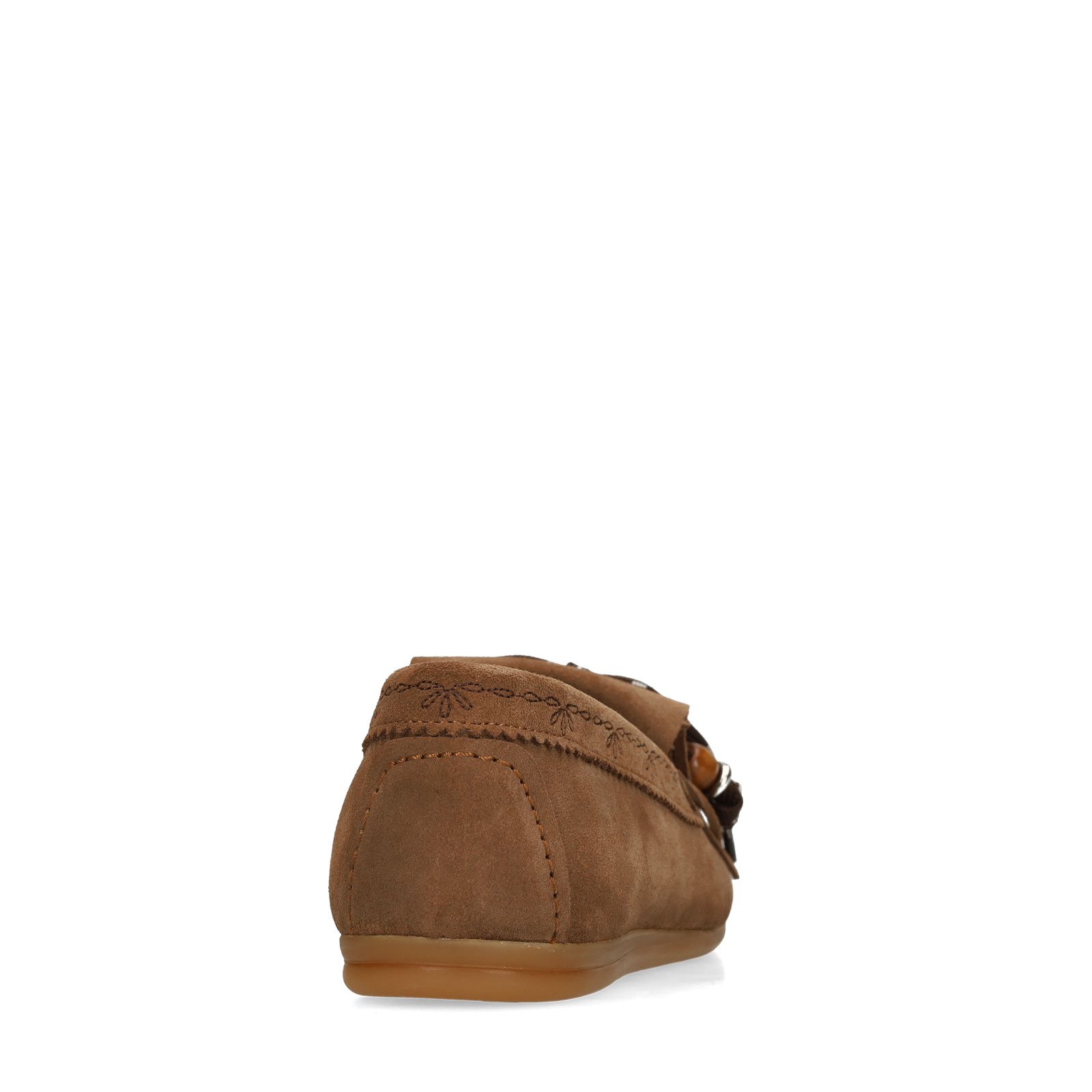 Cognacfarbene Veloursleder-Loafer mit Schnürsenkel