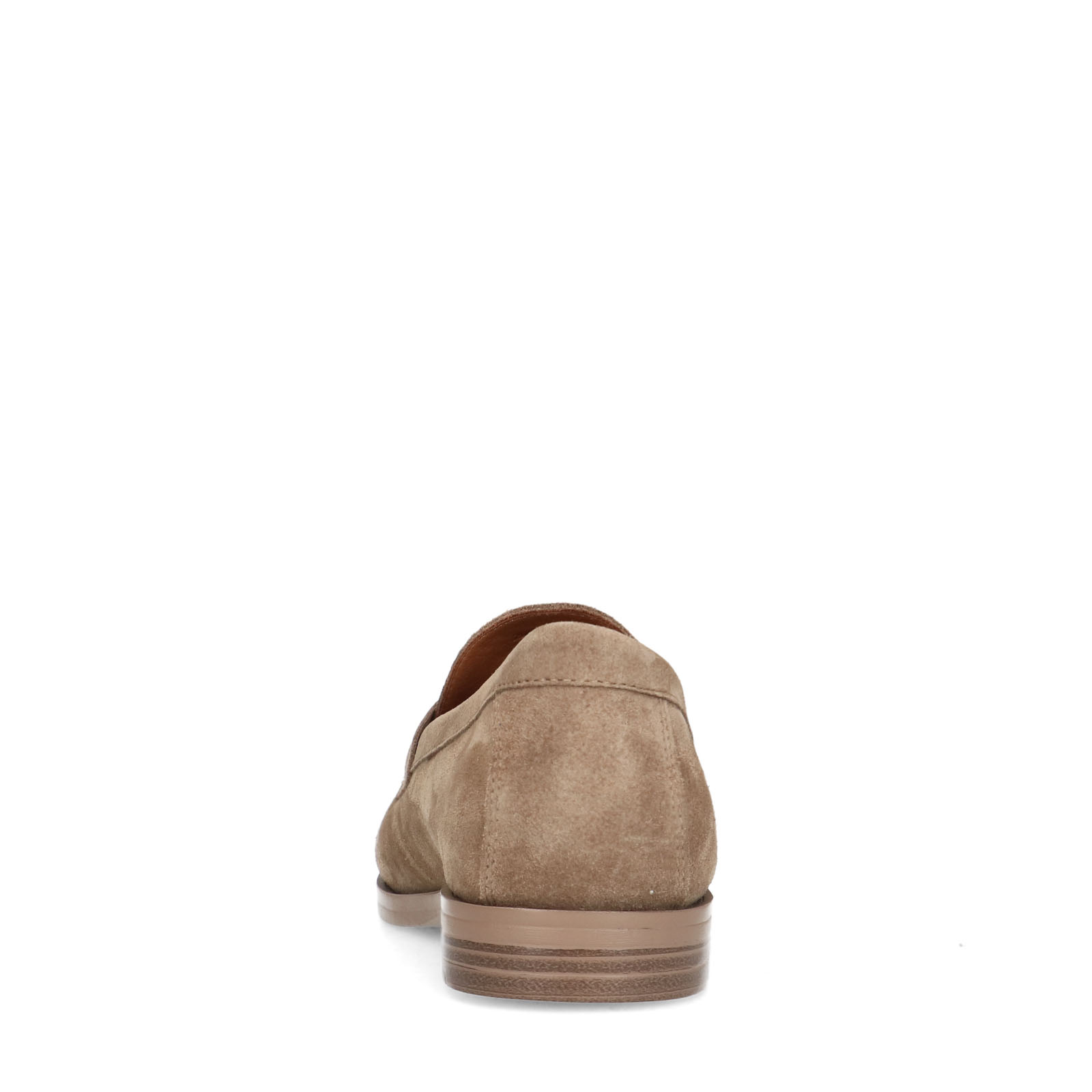Beigefarbene Veloursleder-Loafer mit eckiger Kette | Slipper 