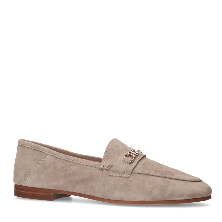 Taupefarbene Veloursleder-Loafer