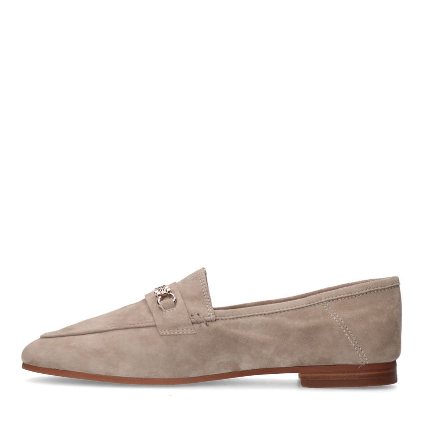 Taupefarbene Veloursleder-Loafer