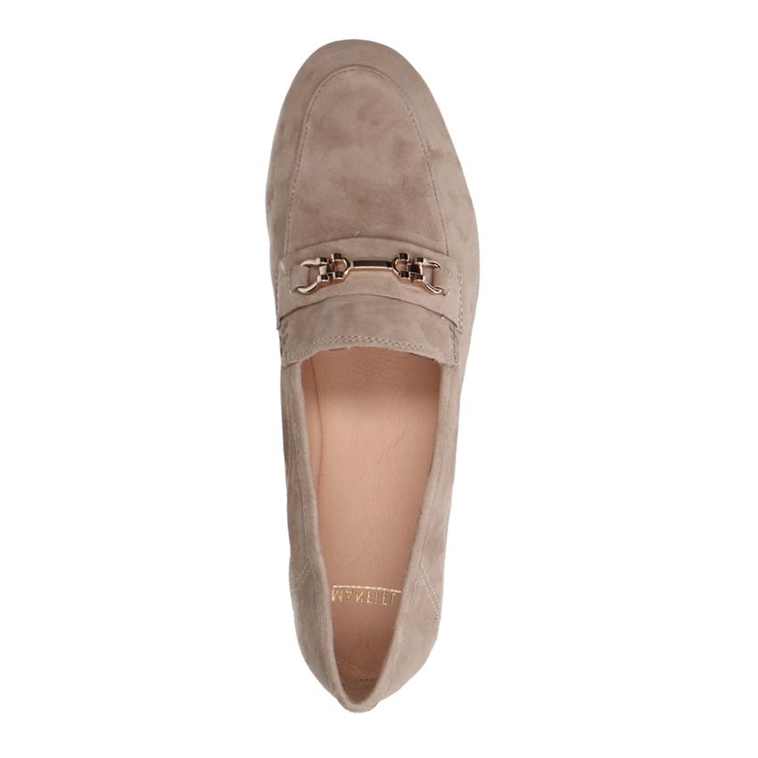 Taupefarbene Veloursleder-Loafer