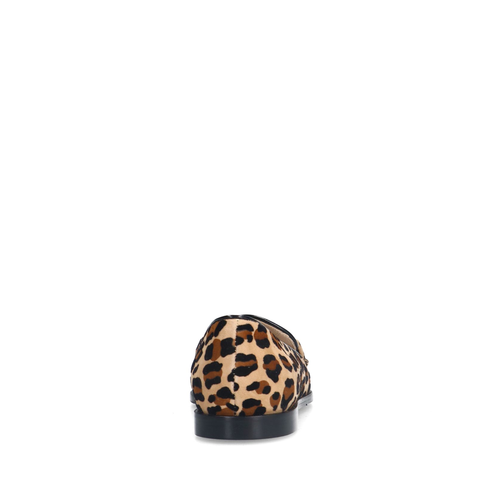 Veloursleder-Loafer mit Kette und Leoprint