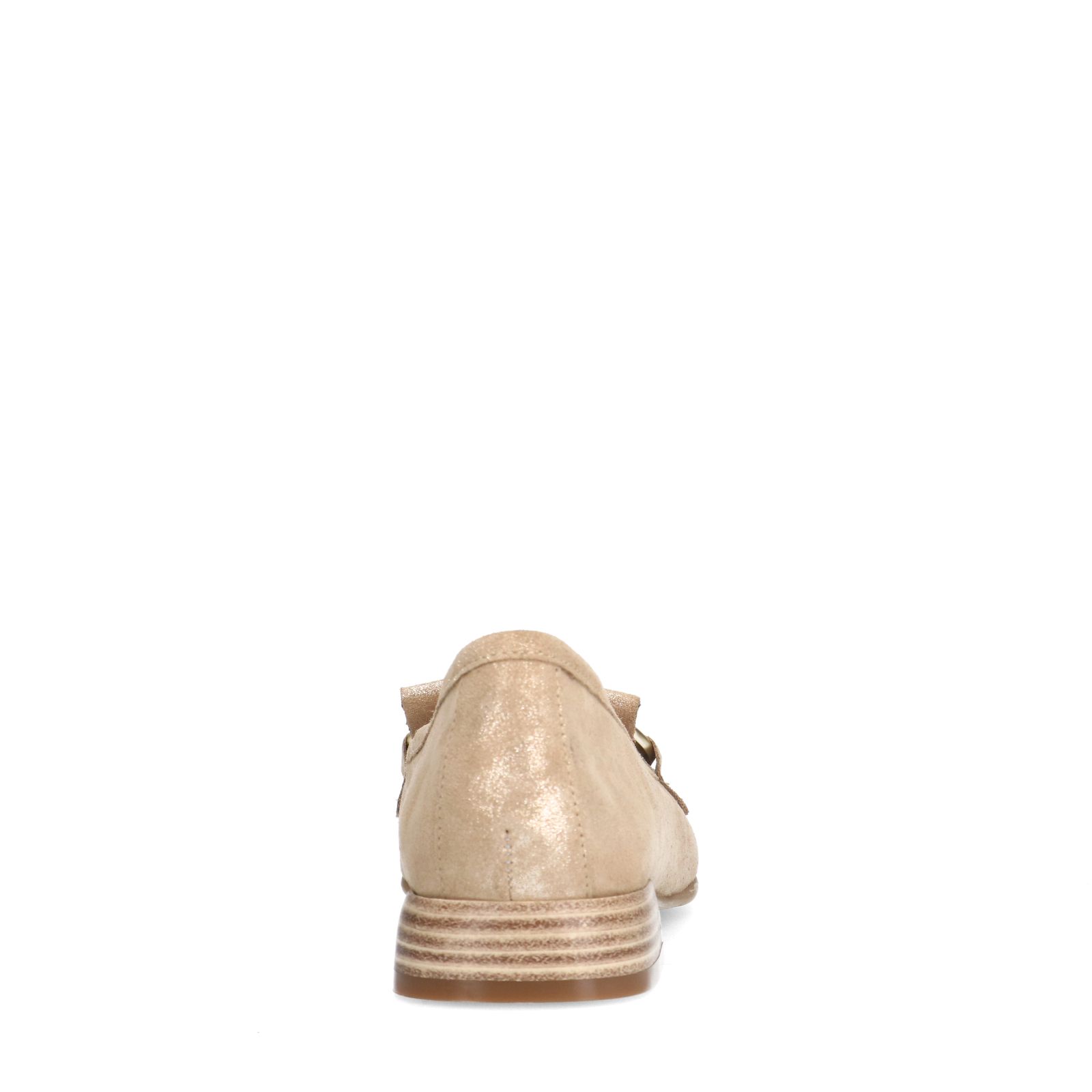 Beigefarbene Veloursleder-Loafer mit Glitzer