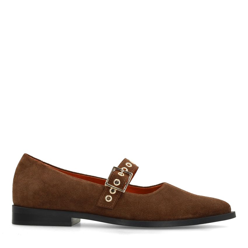 Cognacfarbene Veloursleder-Loafer