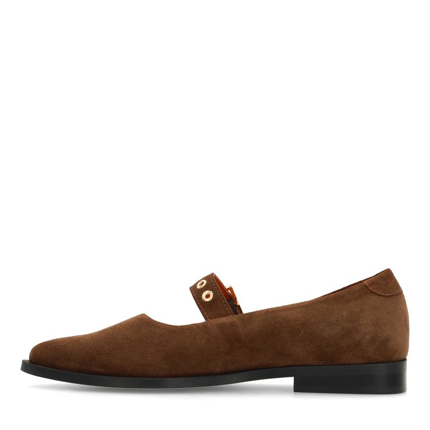 Cognacfarbene Veloursleder-Loafer