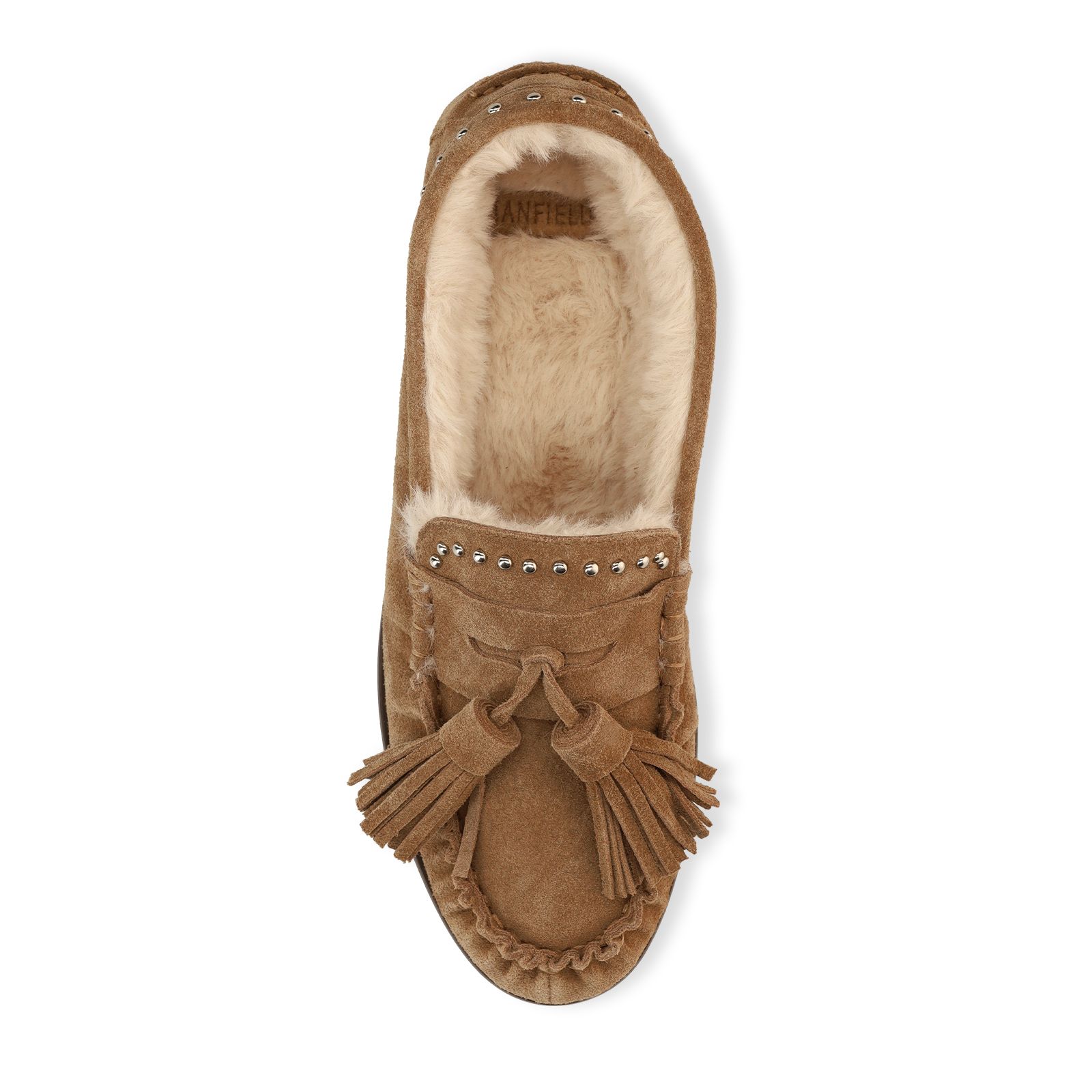 Cognacfarbene Veloursleder-Loafer mit Futter