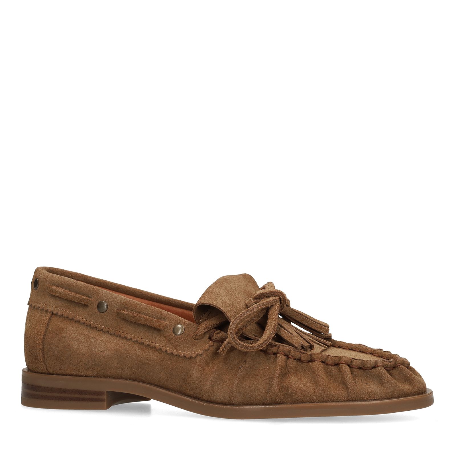 Cognacfarbene Veloursleder-Loafer