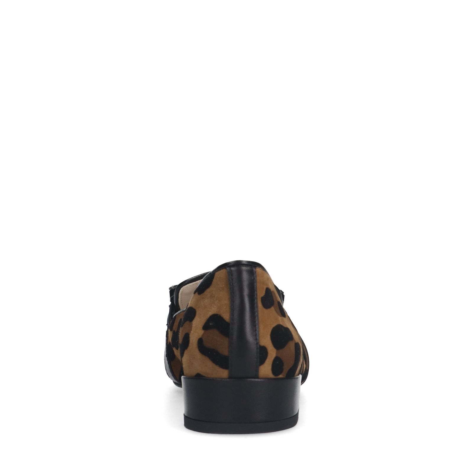 Veloursleder-Loafer mit Pantherprint und Kette