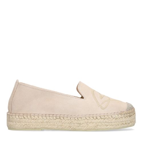 Taupefarbene Espadrilles aus Veloursleder