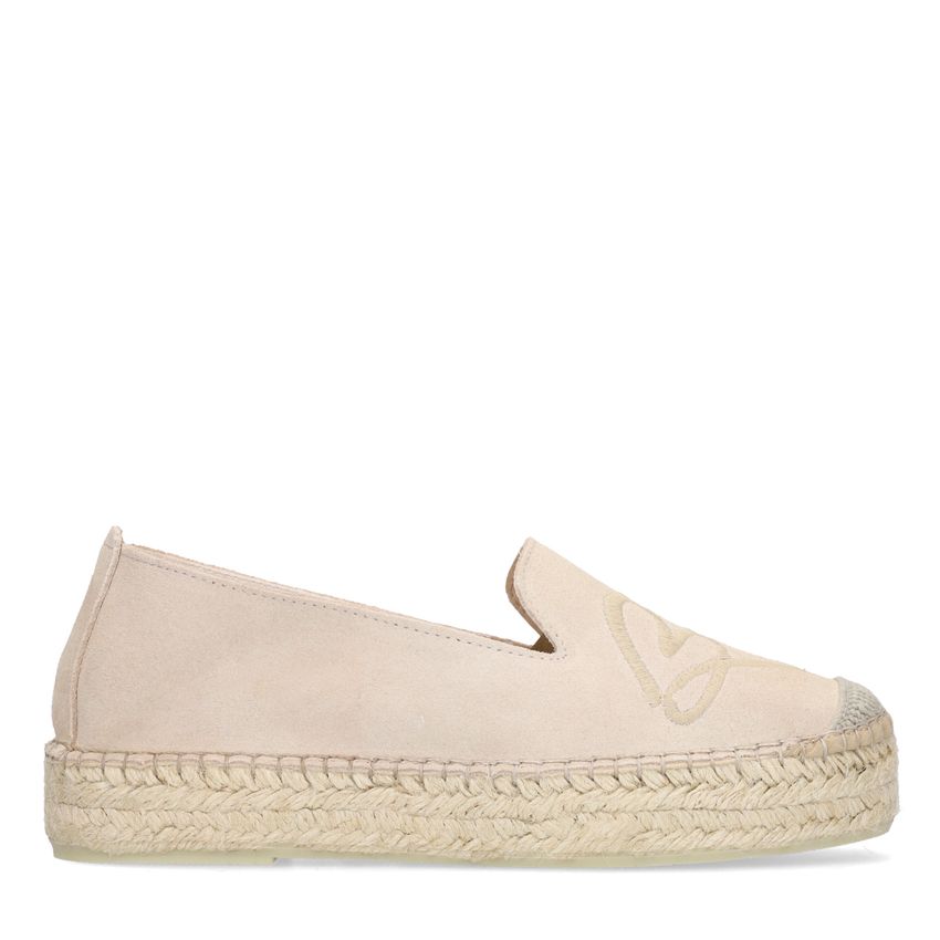 Taupefarbene Espadrilles aus Veloursleder