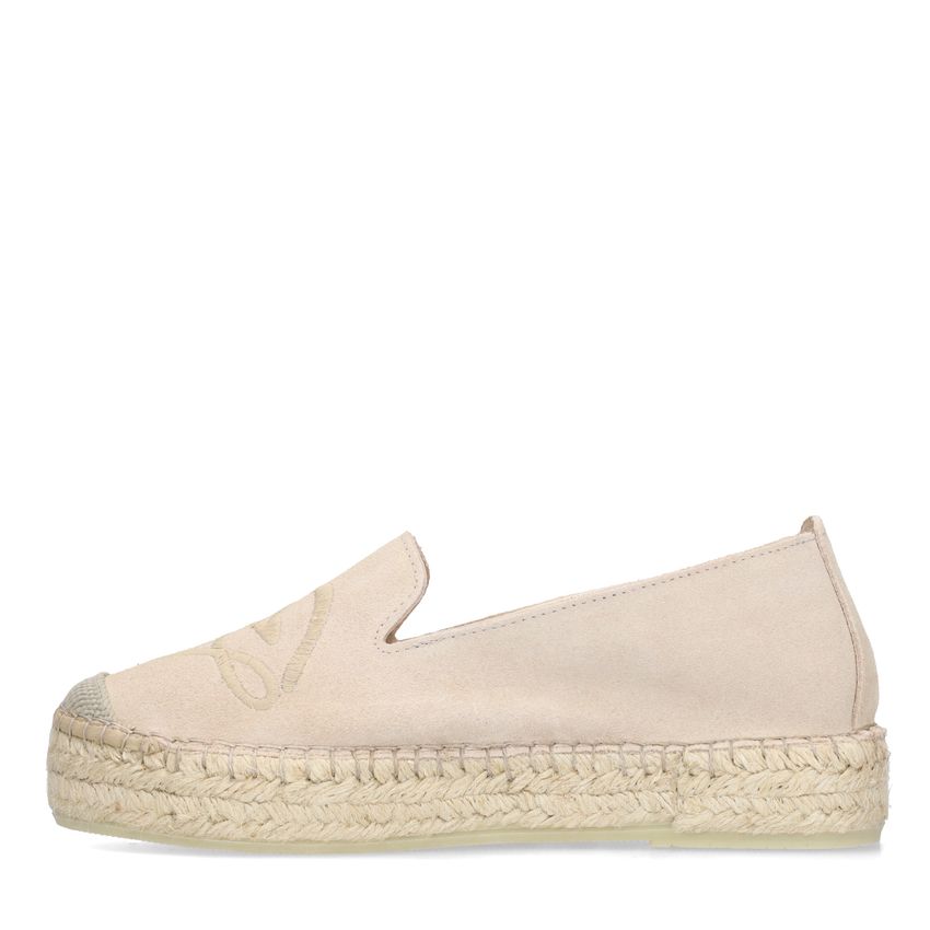 Taupefarbene Espadrilles aus Veloursleder