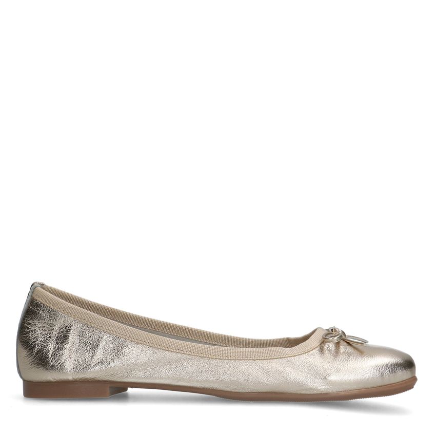 Goldfarbene Leder-Ballerinas