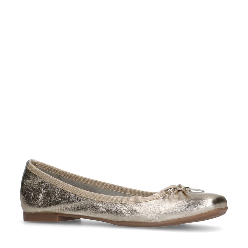 Goldfarbene Leder-Ballerinas