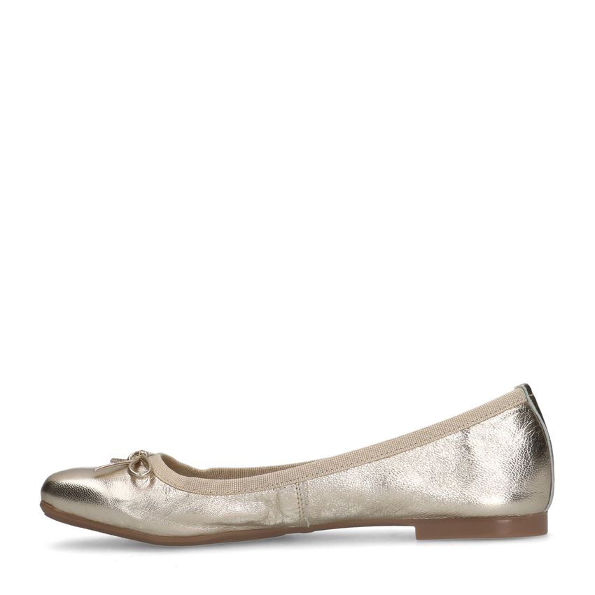 Goldfarbene Leder-Ballerinas