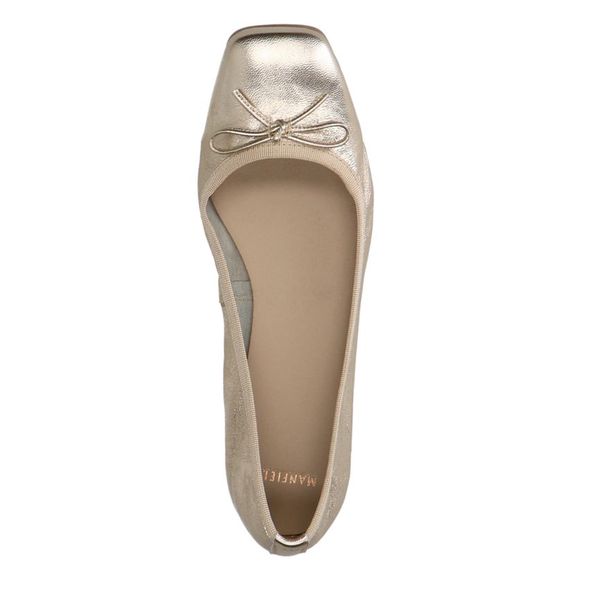 Goldfarbene Leder-Ballerinas