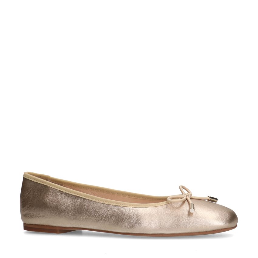 Goldfarbene Leder-Ballerinas