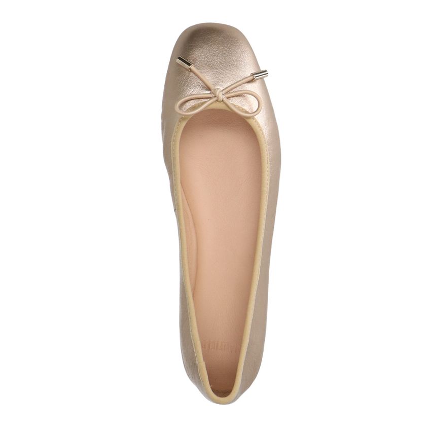 Goldfarbene Leder-Ballerinas