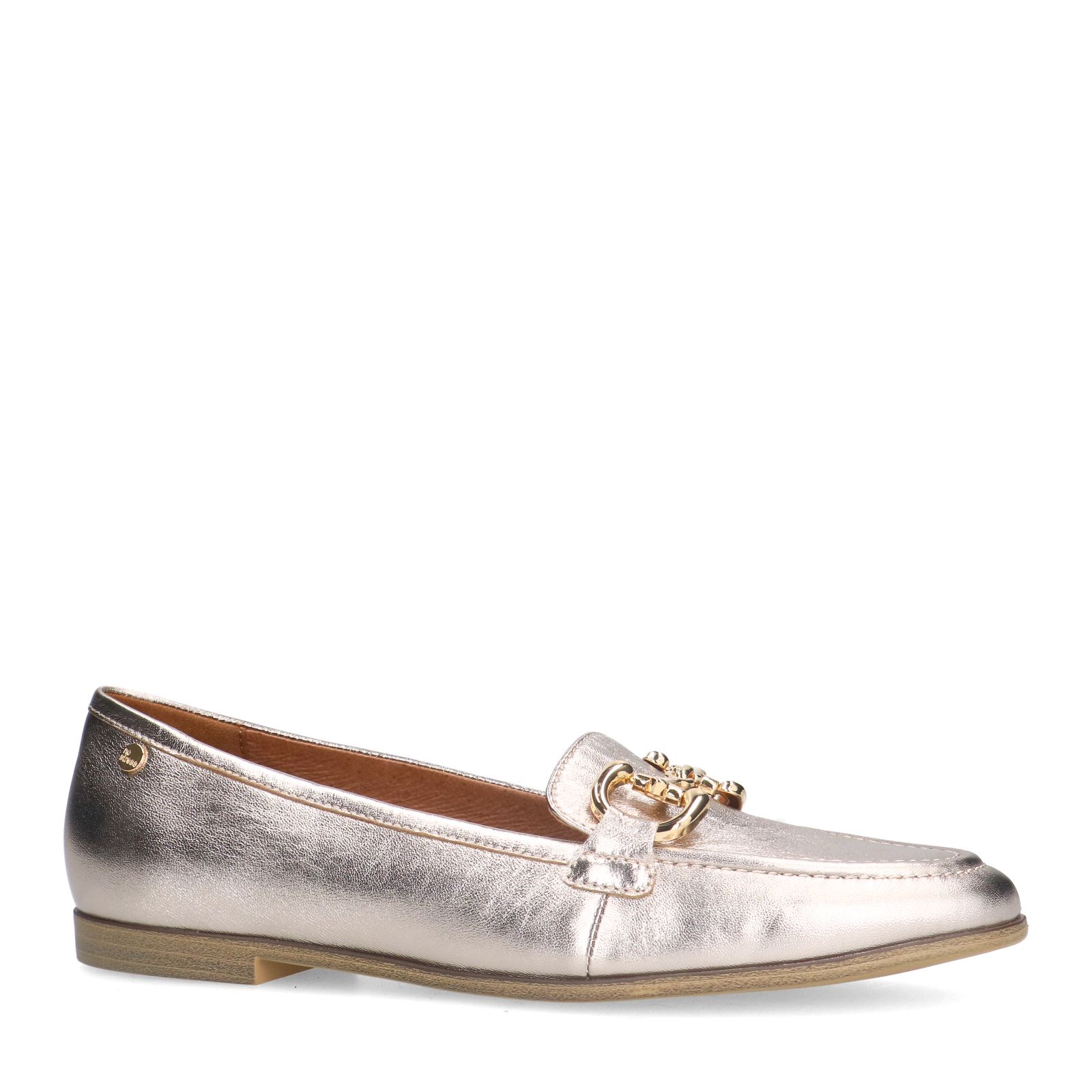 Gouden leren loafers met gouden chain