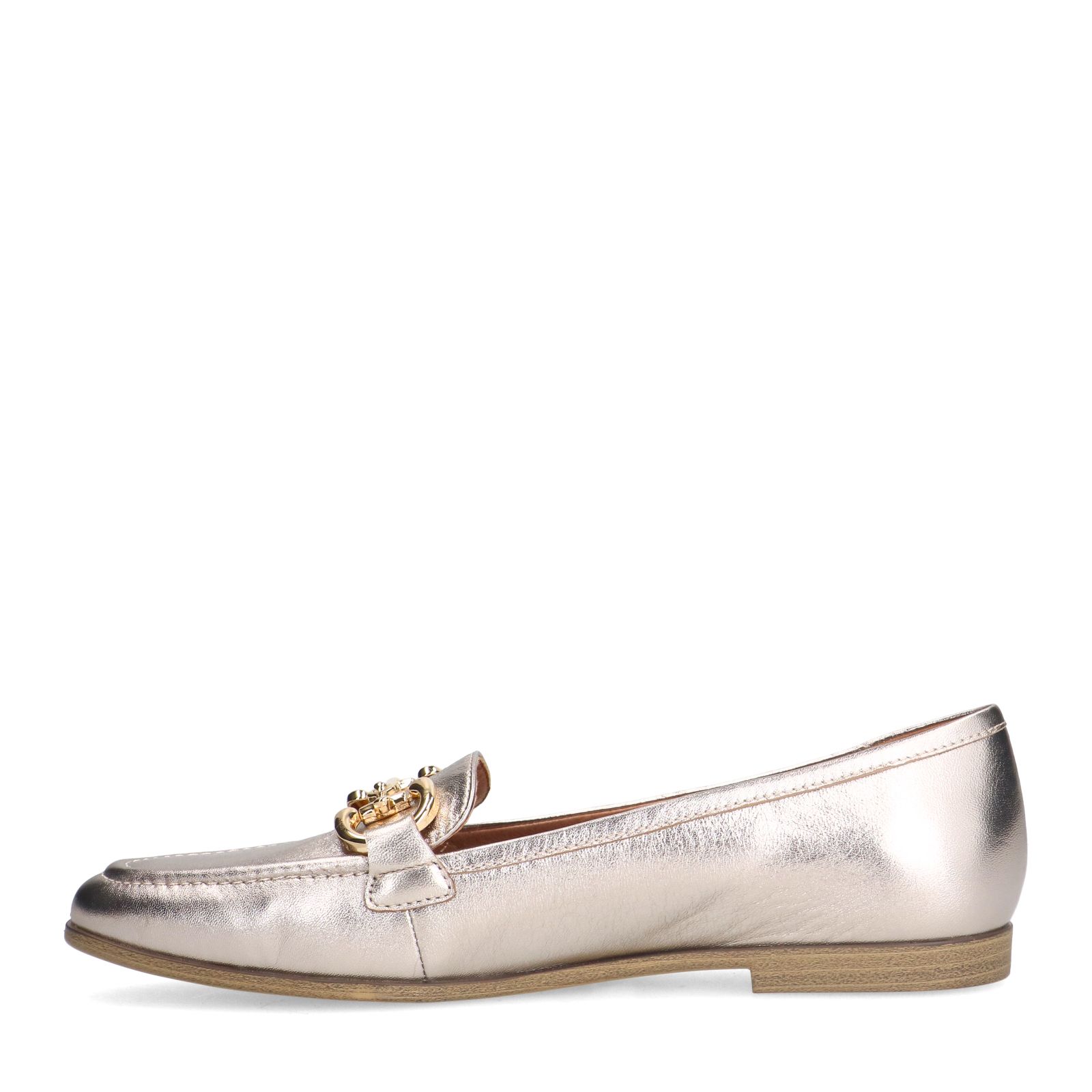 Gouden leren loafers met gouden chain