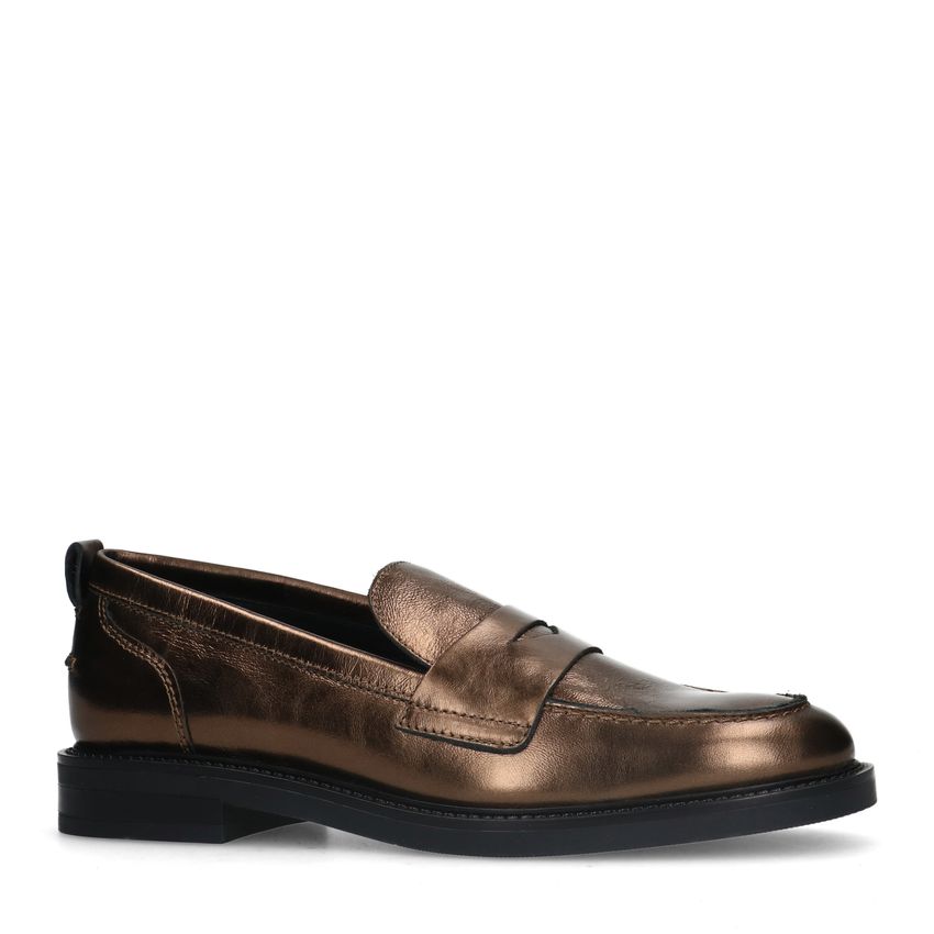 Bronzefarbene Leder-Loafer
