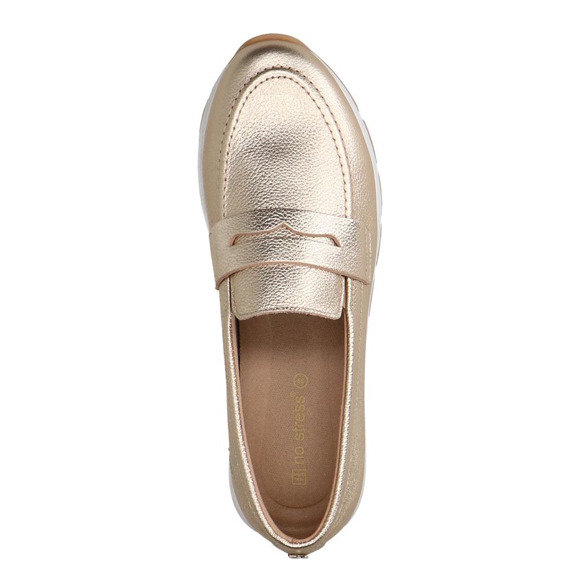 Goldfarbene Leder-Loafer