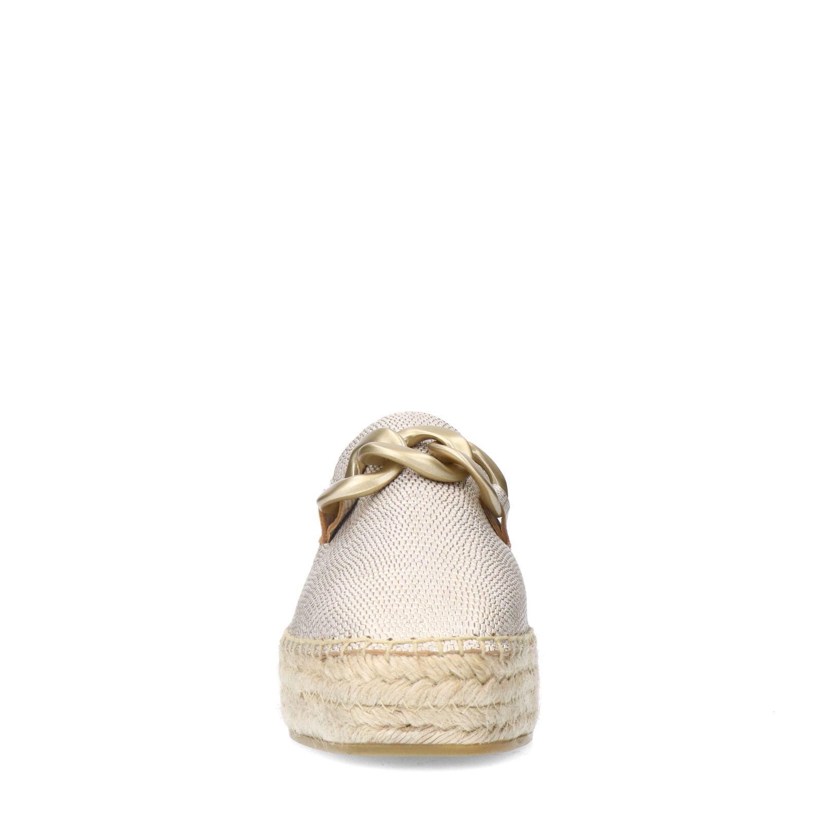 Goudkleurige leren espadrilles met gouden chain