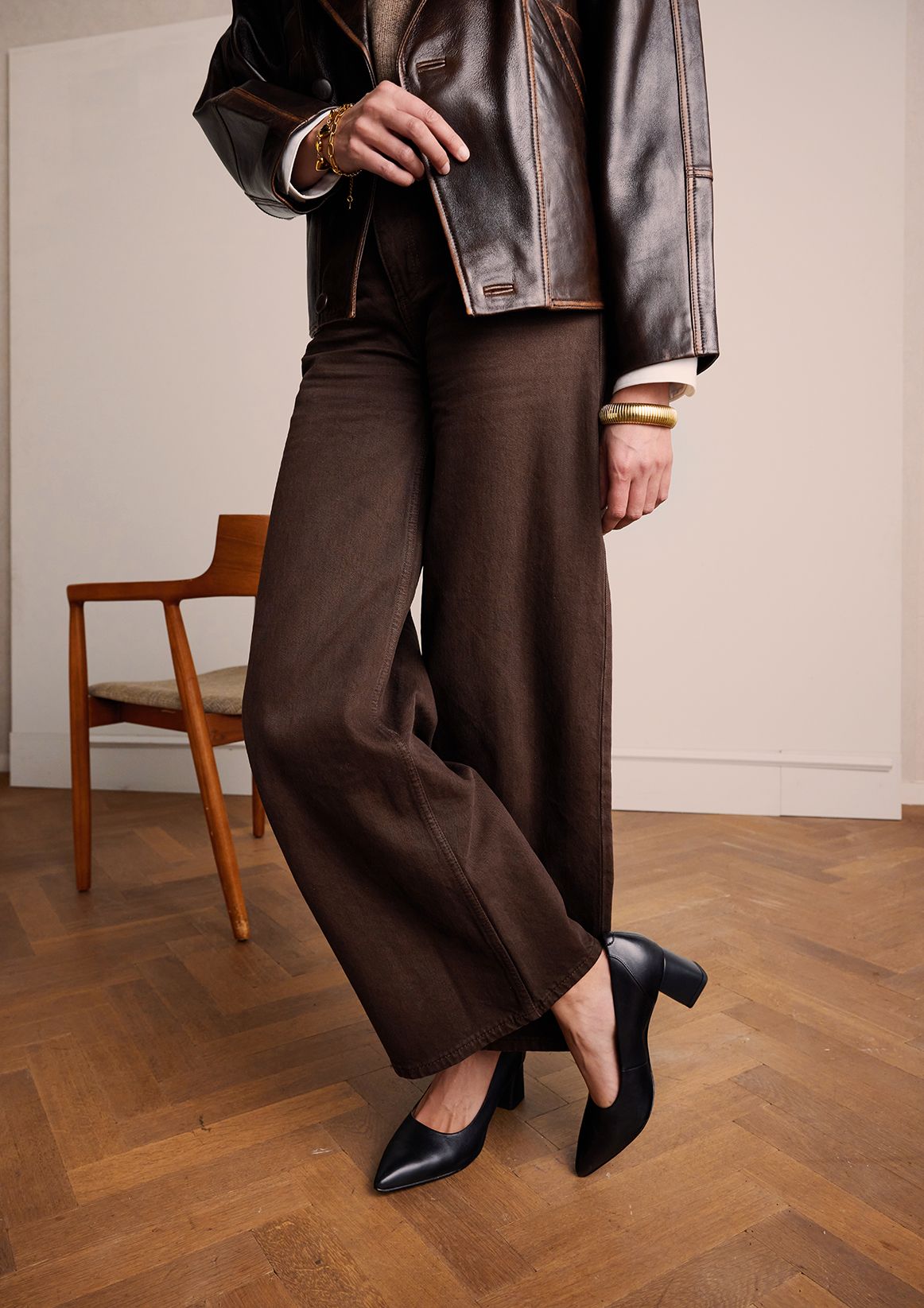Zwarte leren pumps
