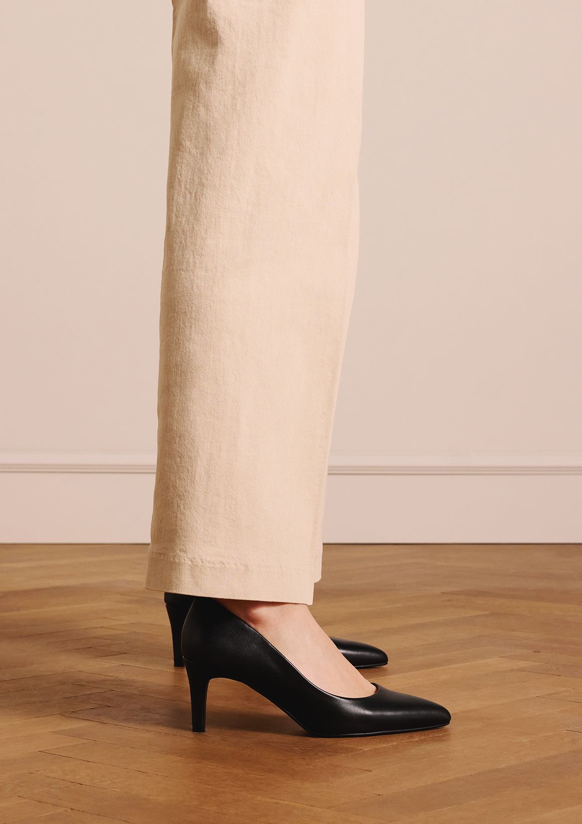 Zwarte leren pumps