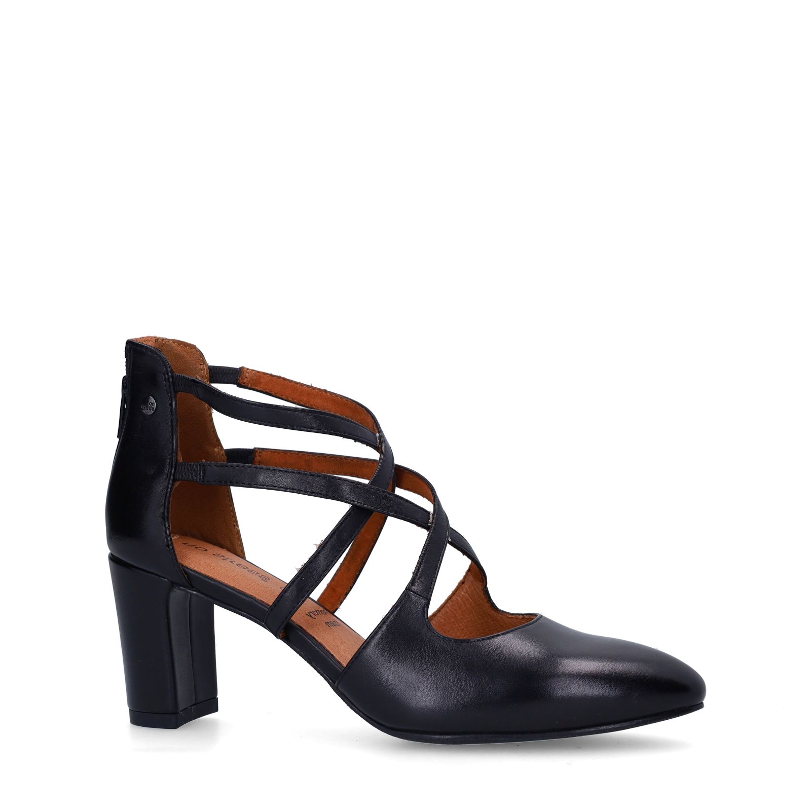 Zwarte leren pumps met ritssluiting