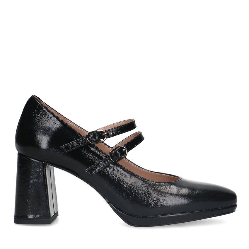 Zwarte leren mary jane pumps