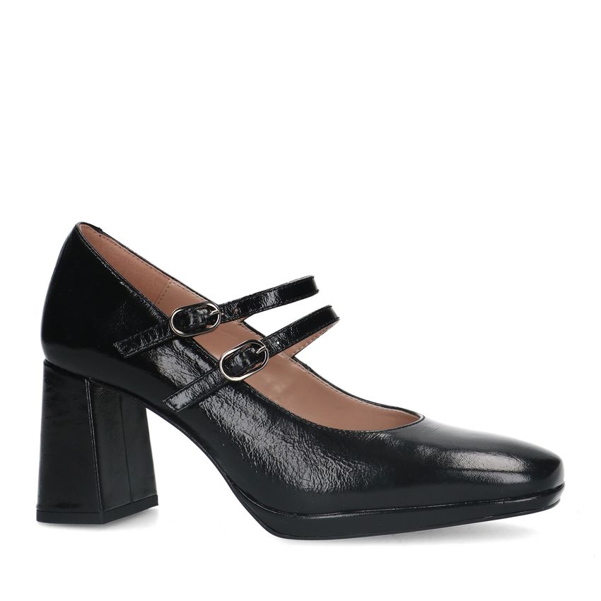 Zwarte leren mary jane pumps