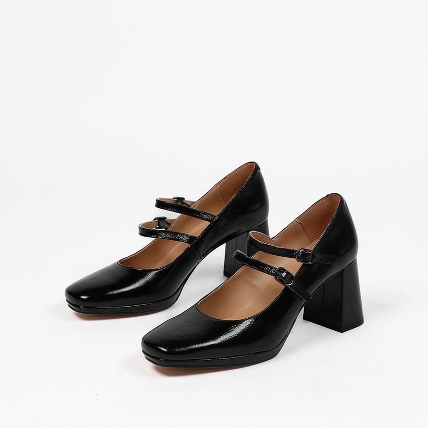 Zwarte leren mary jane pumps