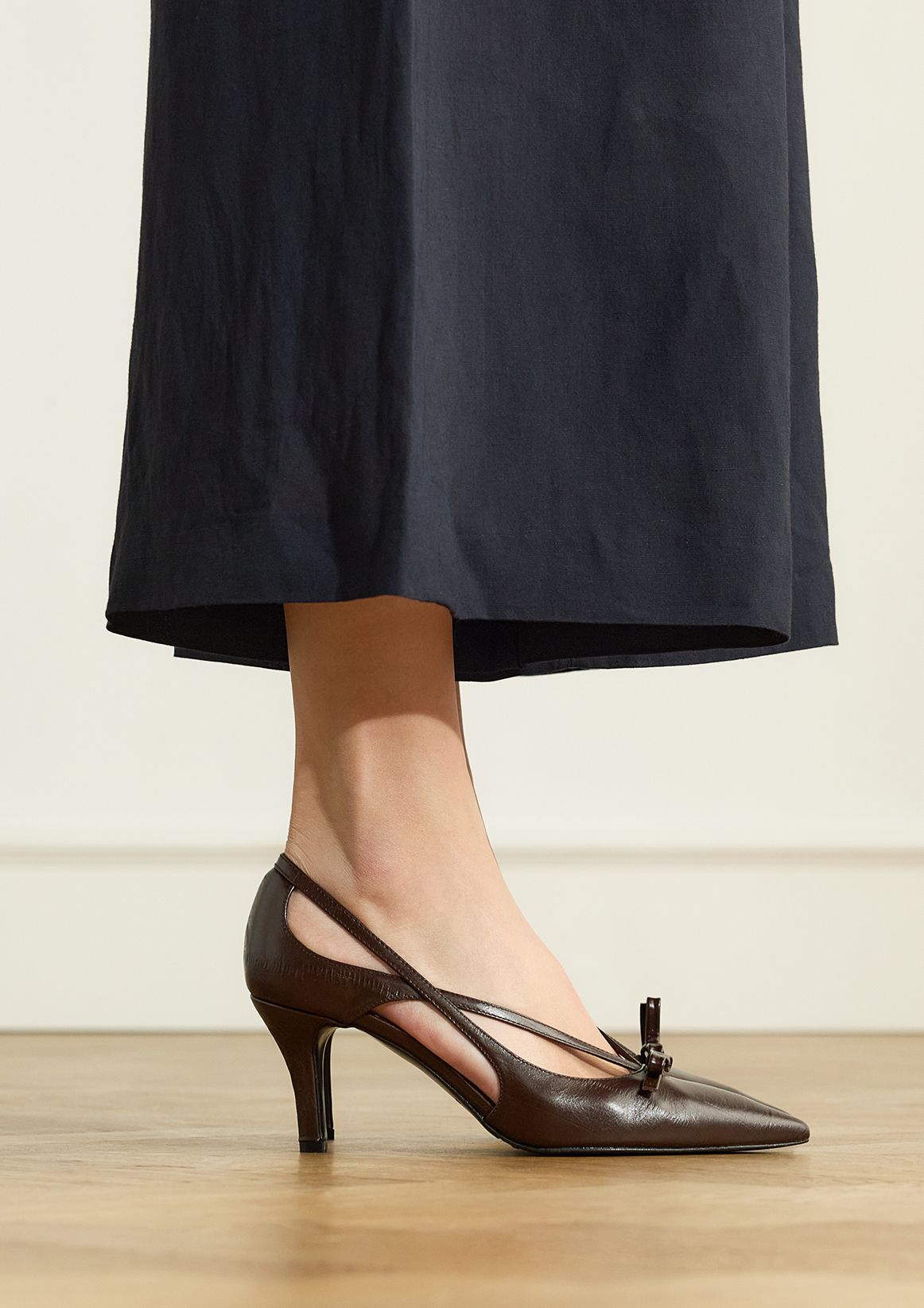 Bruine leren pumps