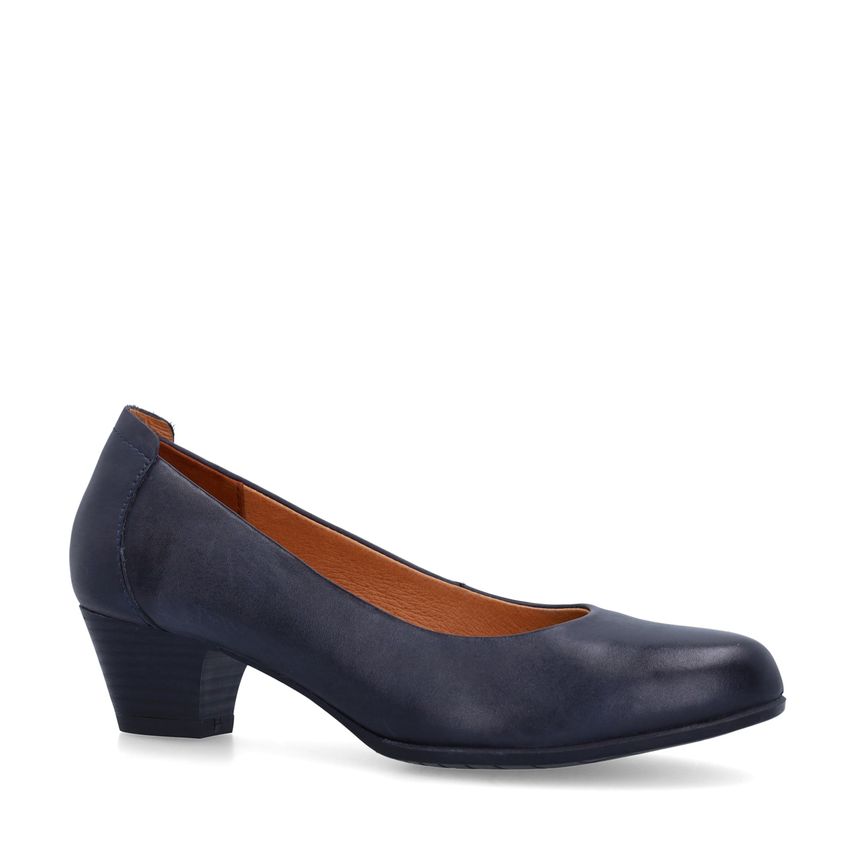 Donkerblauwe leren pumps