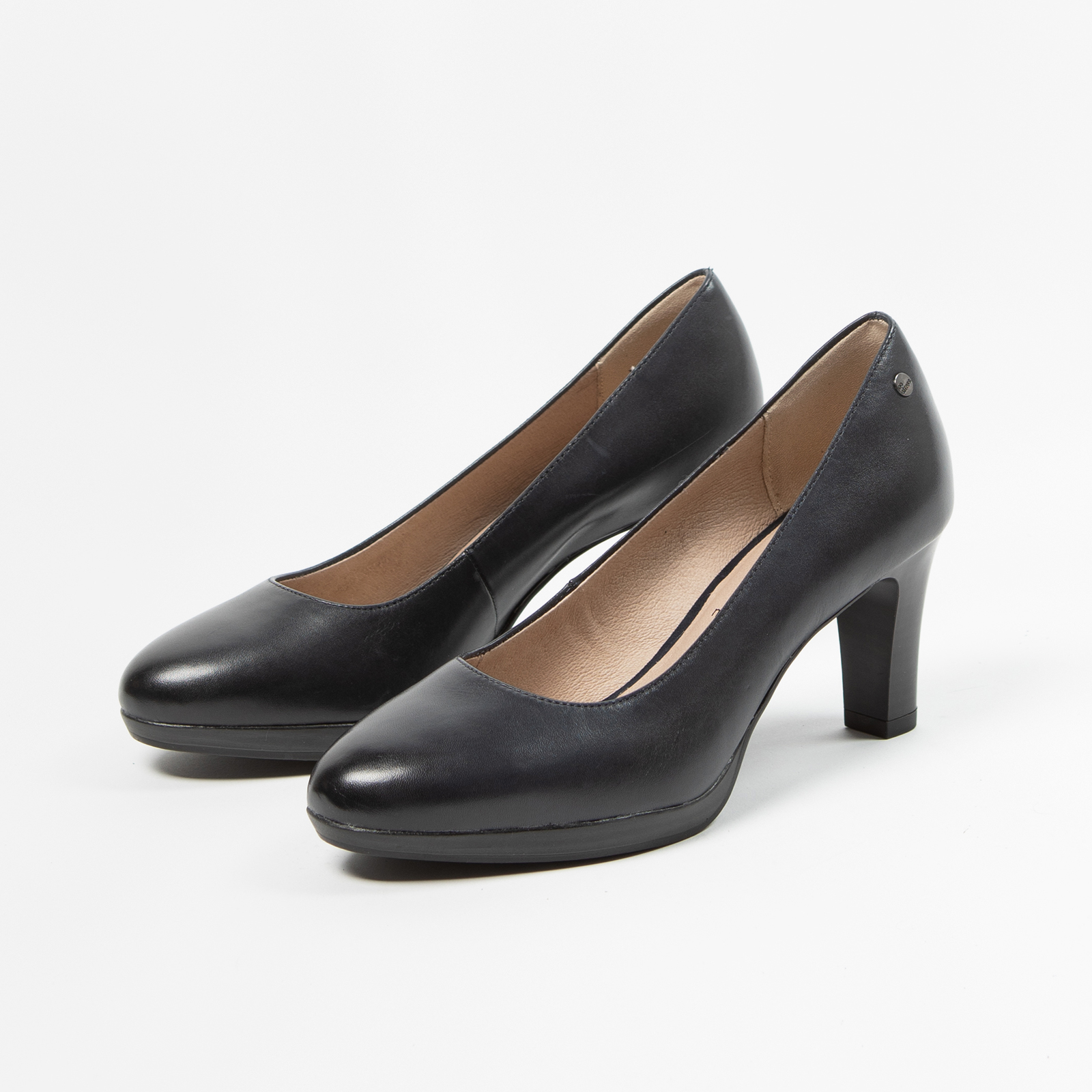 Donkerblauwe leren pumps clearance