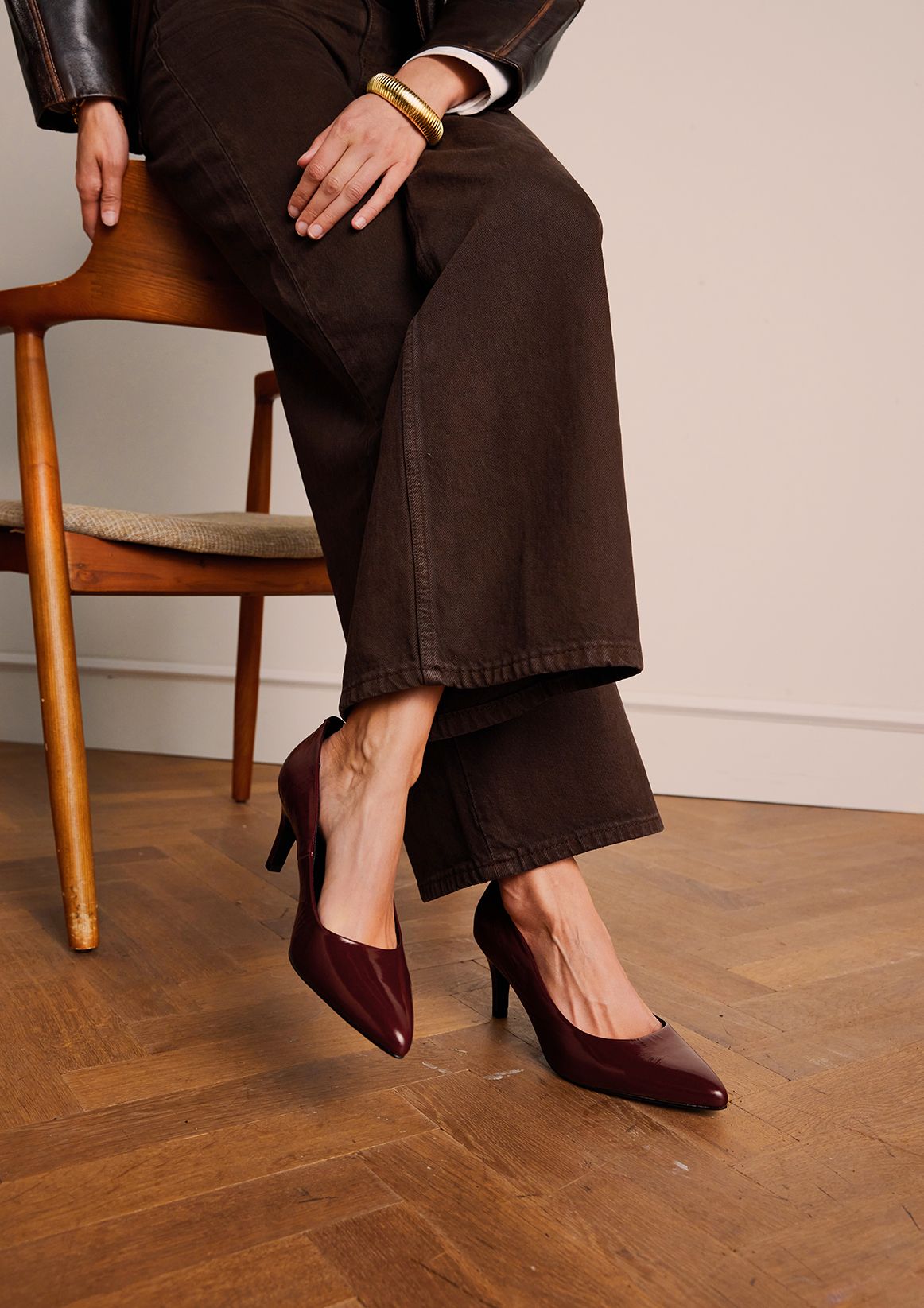 Bordeauxrote Lacklederpumps