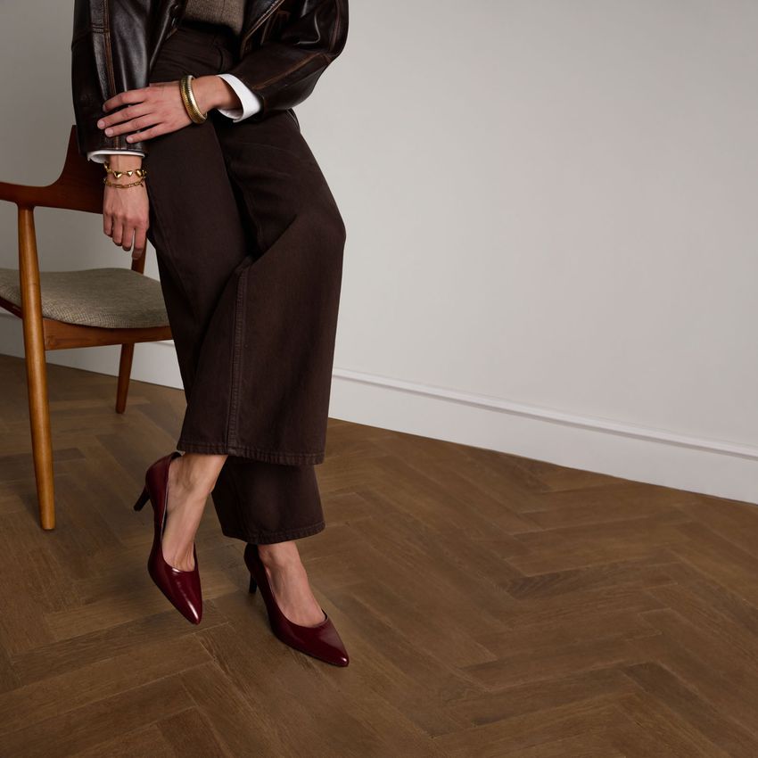 Bordeauxrote Lacklederpumps