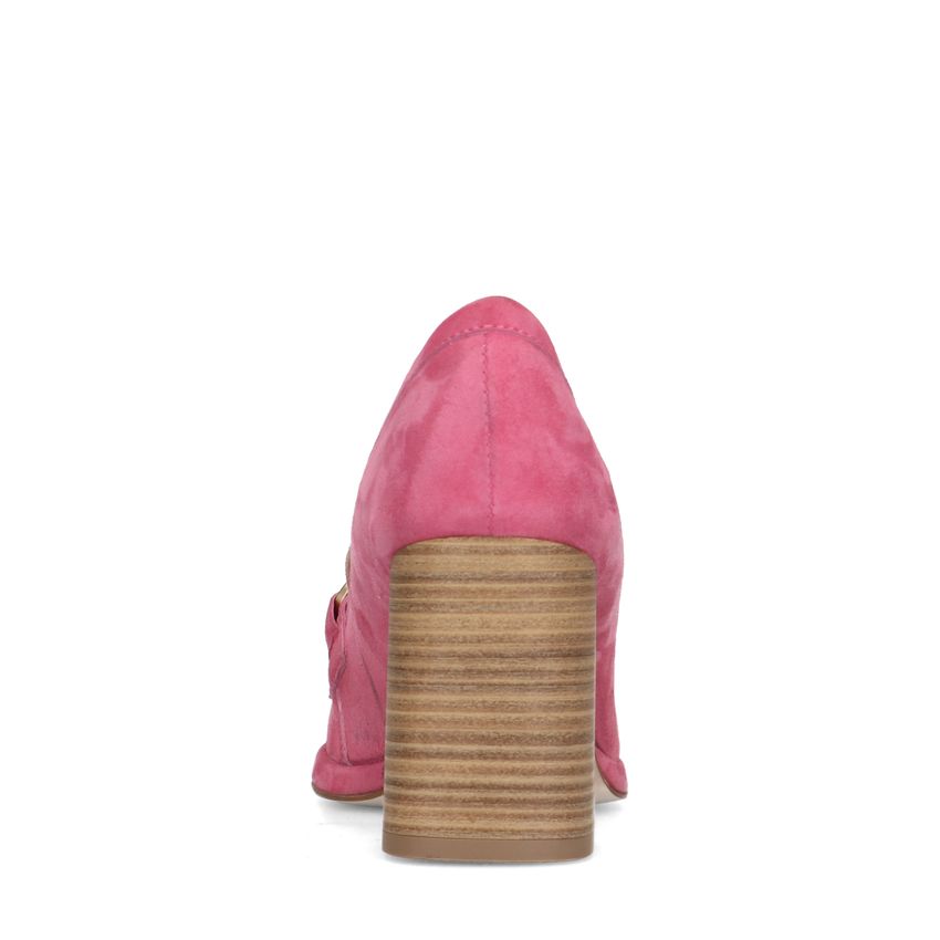 Roséfarbene Loafer-Pumps aus Veloursleder