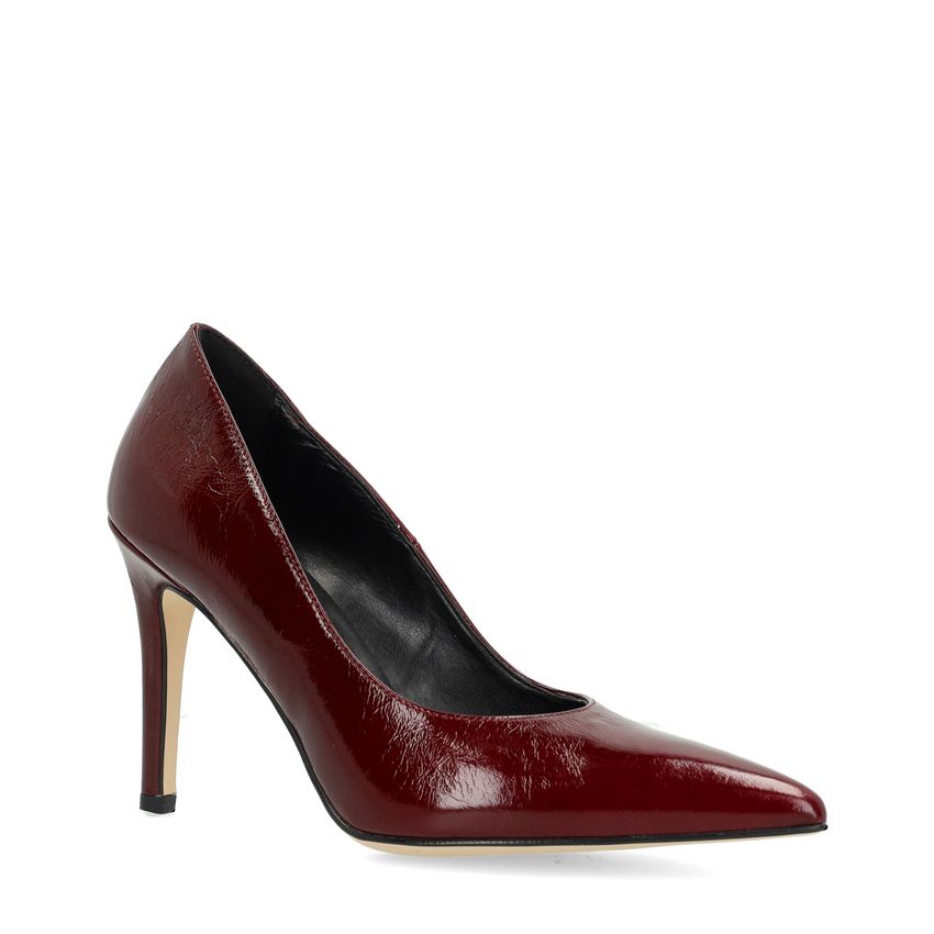 Bordeauxrote Lackleder-Pumps