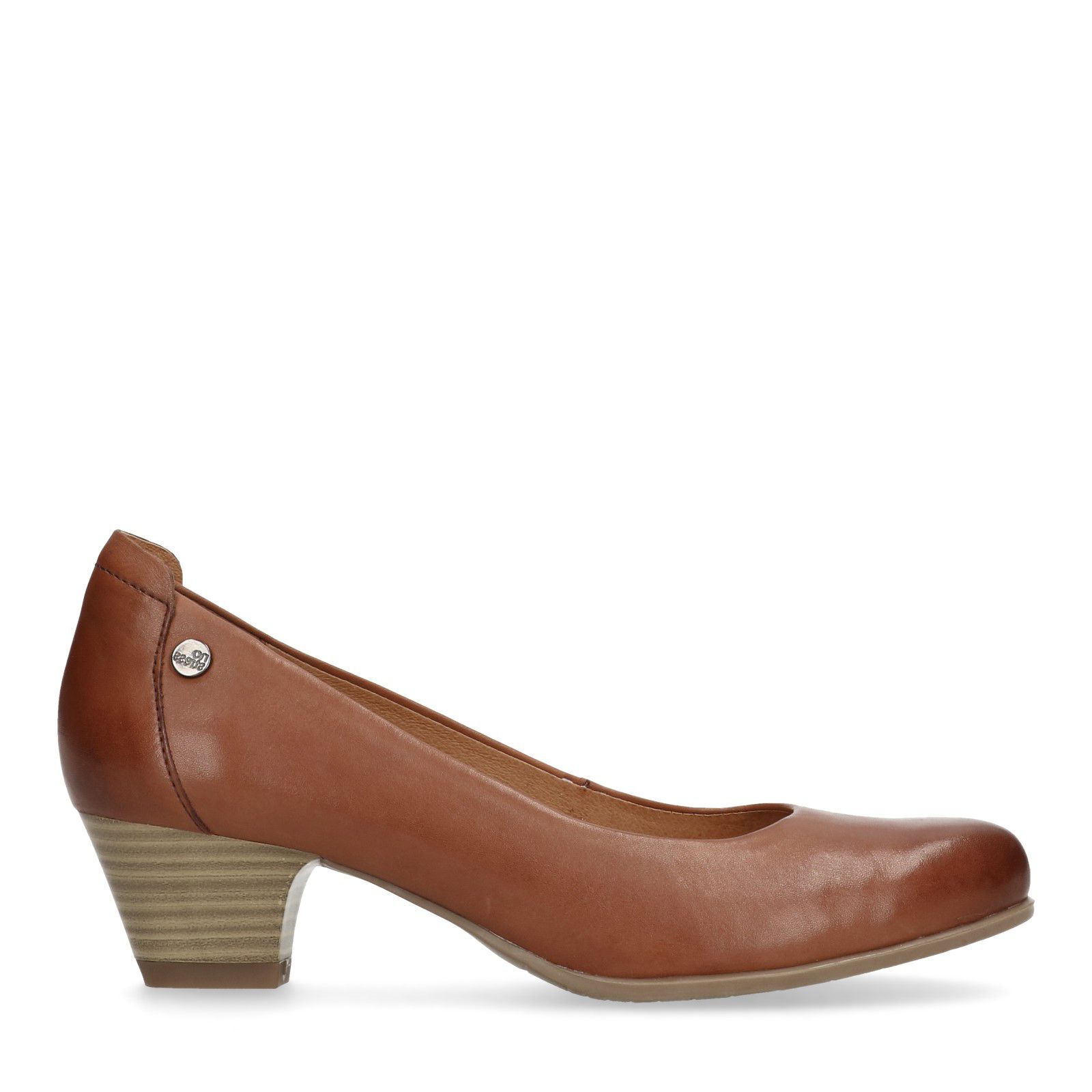 Cognac bruine pump met lage hak