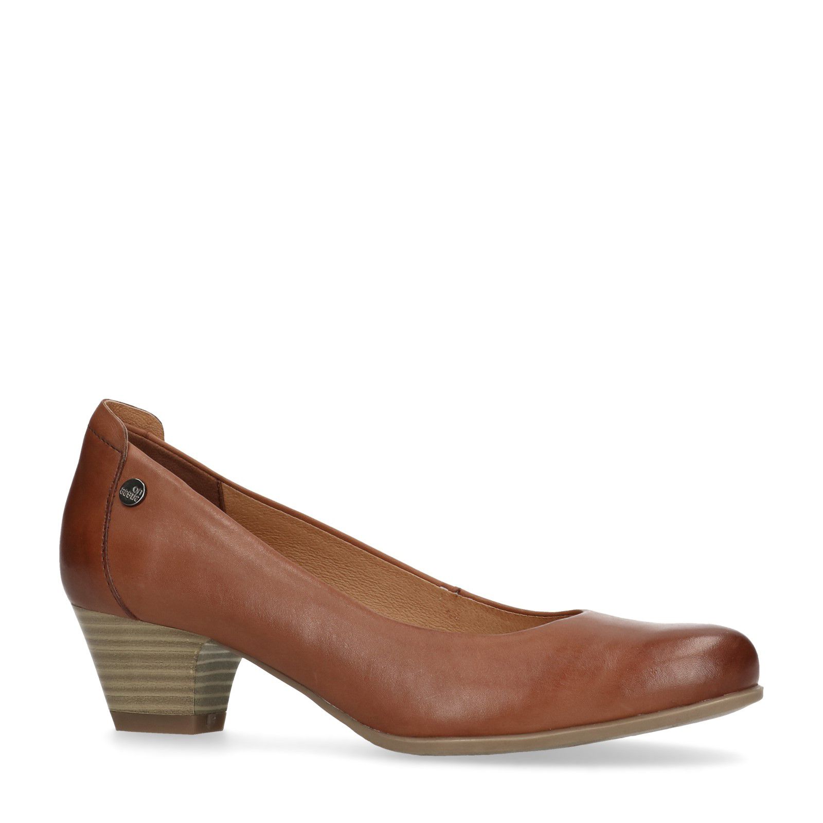 Cognac bruine pump met lage hak